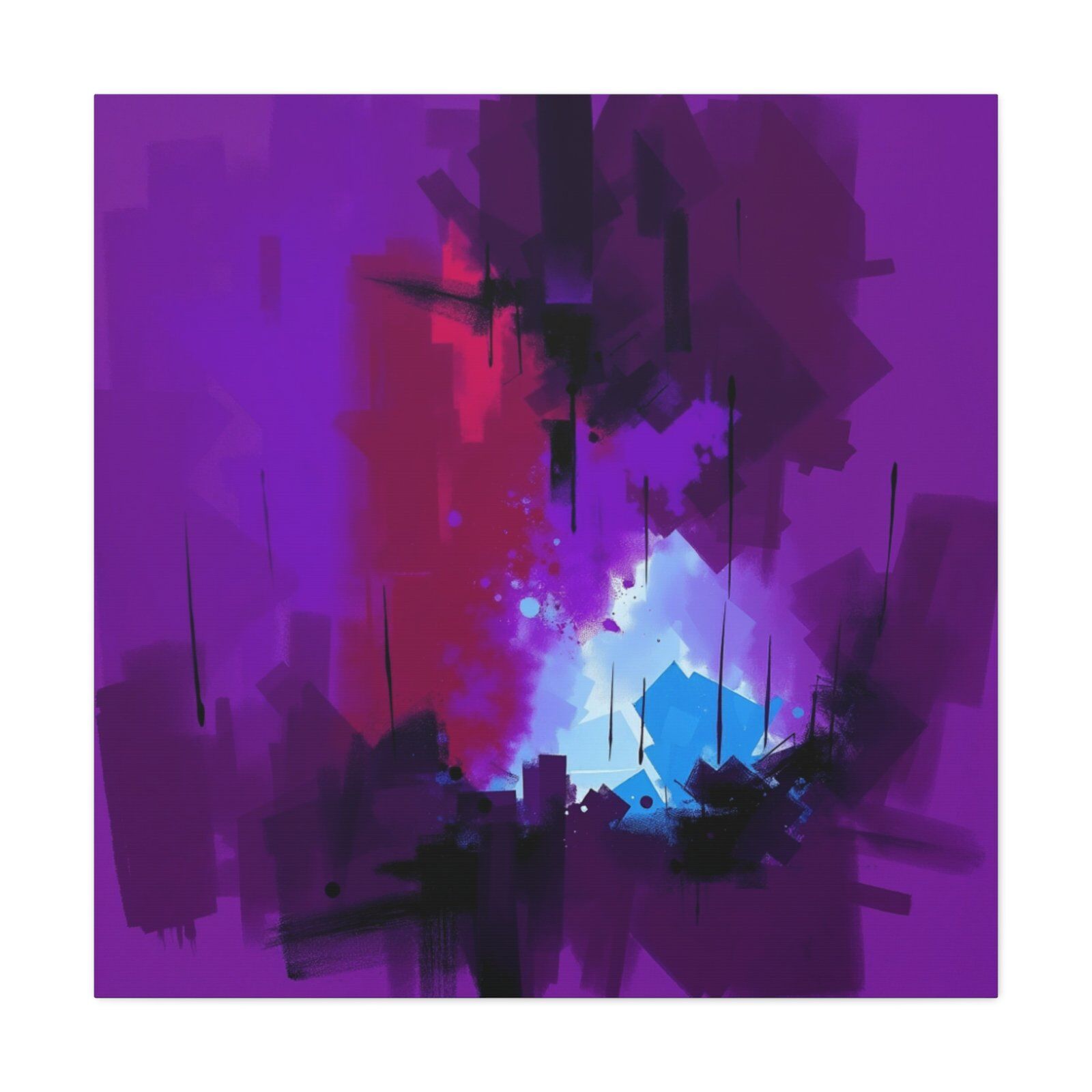 Abstract Purple & Blue Canvas Print - Modern Expressionist Wall Art - Image 3