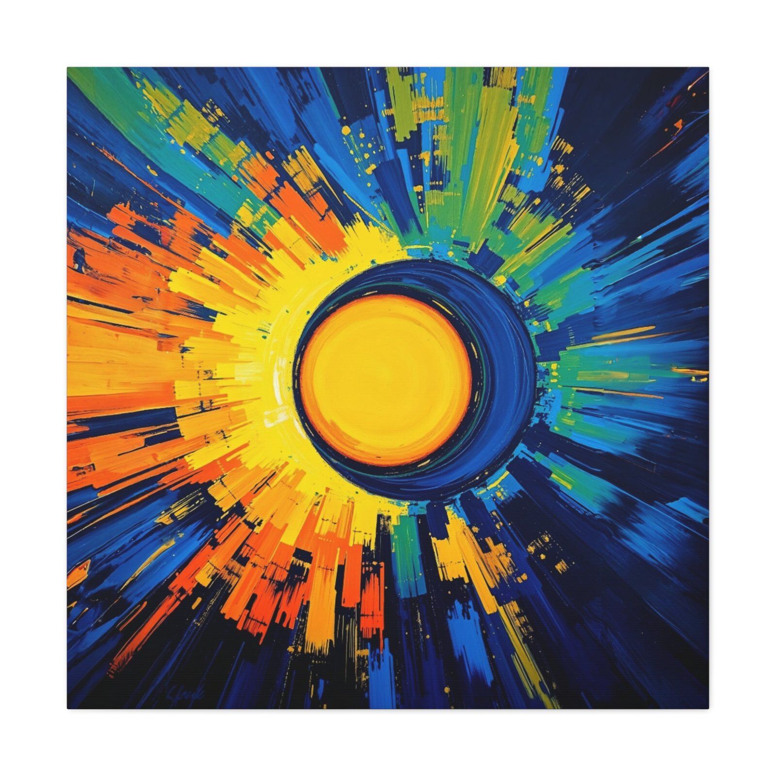Vibrant Abstract Canvas Print - Colorful Sunburst Art - Image 3